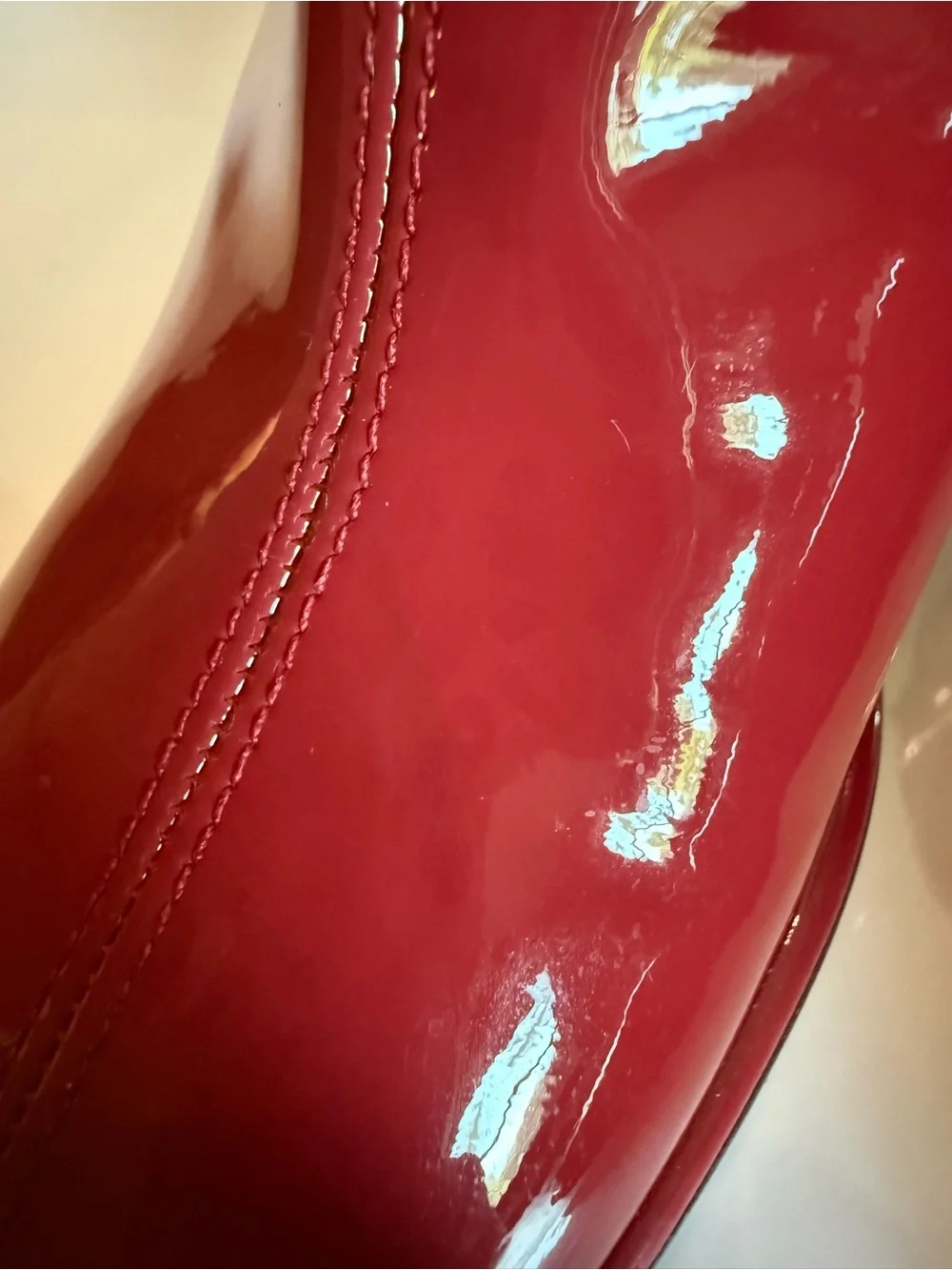 Coach Red Patent Leather Block Heel Boots